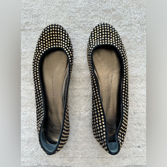 Giuseppe Zanotti flats black suede and crystals - 38 1/2 EU - Picture 1 of 16
